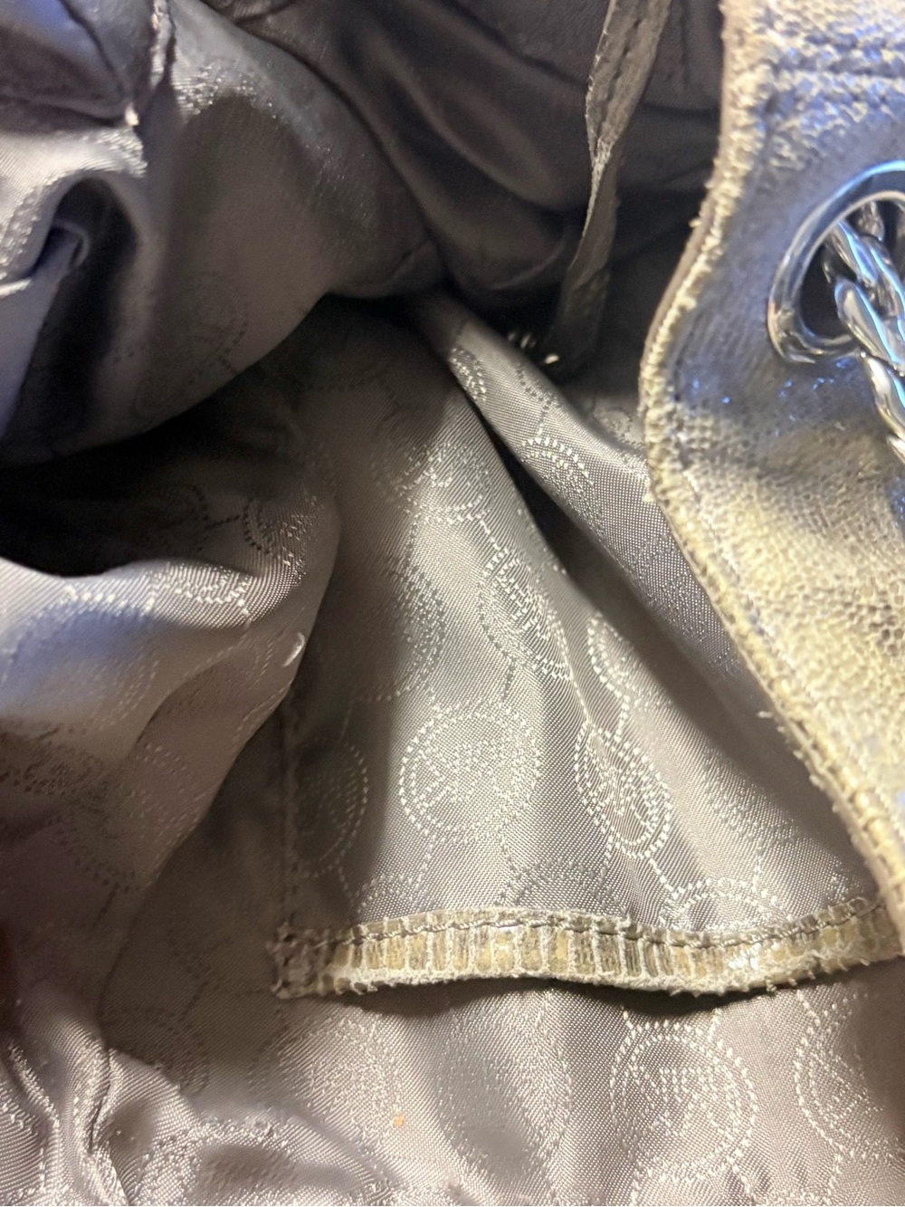 Michael Kors Gold-Tone Beige Croc-Embossed Hobo Bag - Picture 2 of 4
